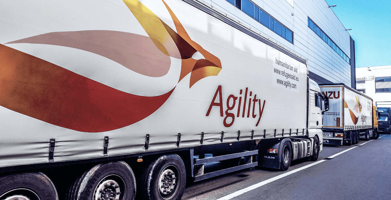 Trucks with Agility's logo to represent the force behind Shipa's services