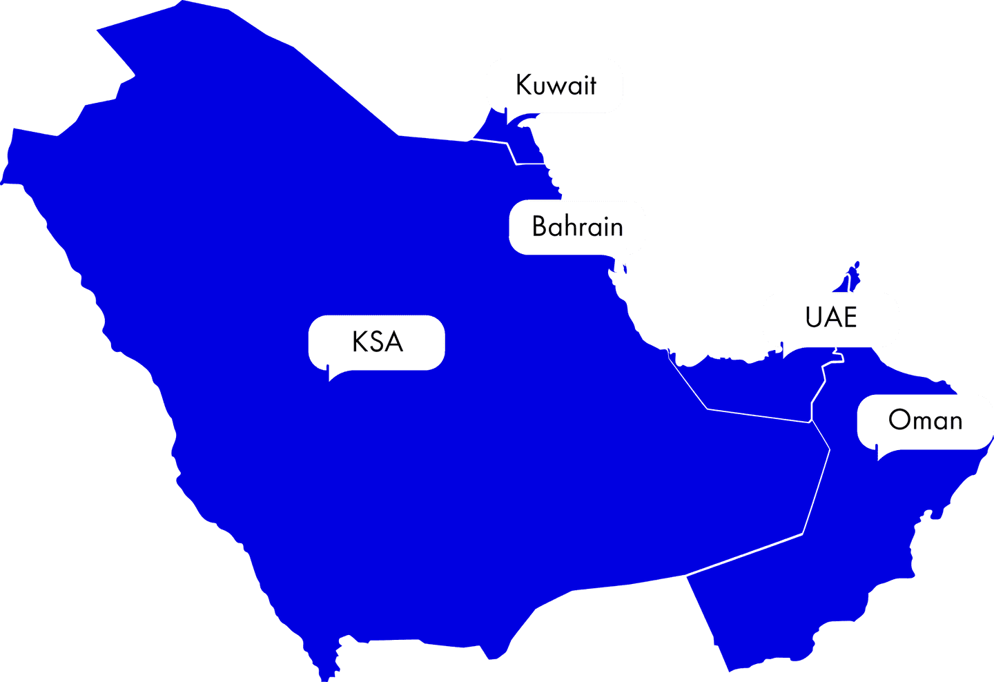 Map of the GCC to represent Shipa Delivery's zone of work