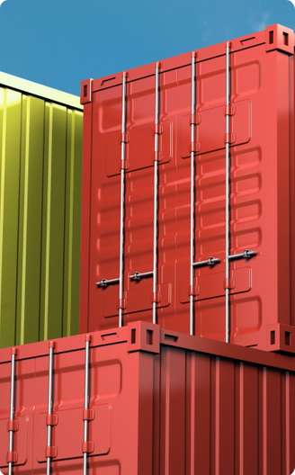 Colored containers for shipping cargo with Shipa Freight